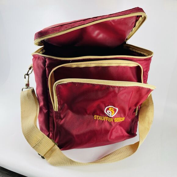 Vintage Stauffer Seeds Insulated Red Lunchbox Lunch Cooler Shoulder Bag - Picture 11 of 12